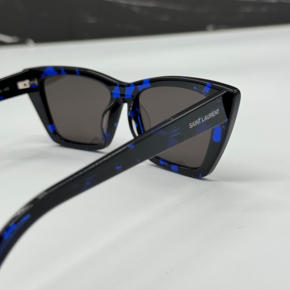 NEW SL276 MICA 009 SAINT LAURENT BLACK GREY CAT EYE SL 276 009 WOMEN SUNGLASSES - Picture 9 of 14